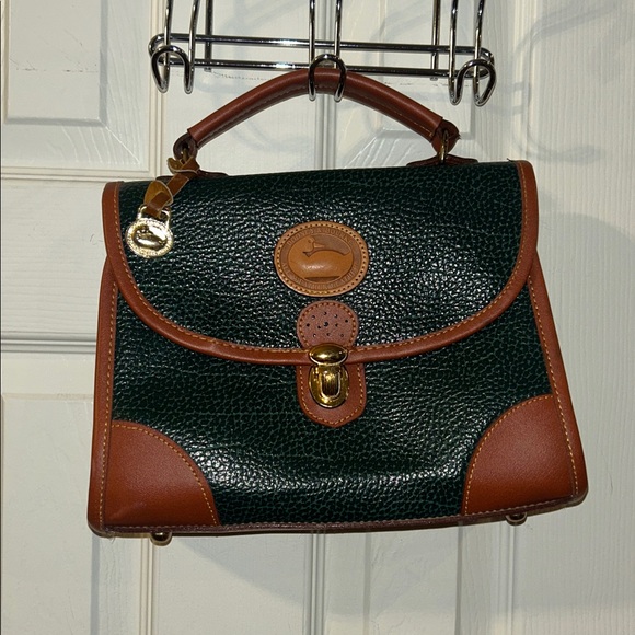 Dooney & Burke Green and Brown Leather Handbag - Picture 1 of 8
